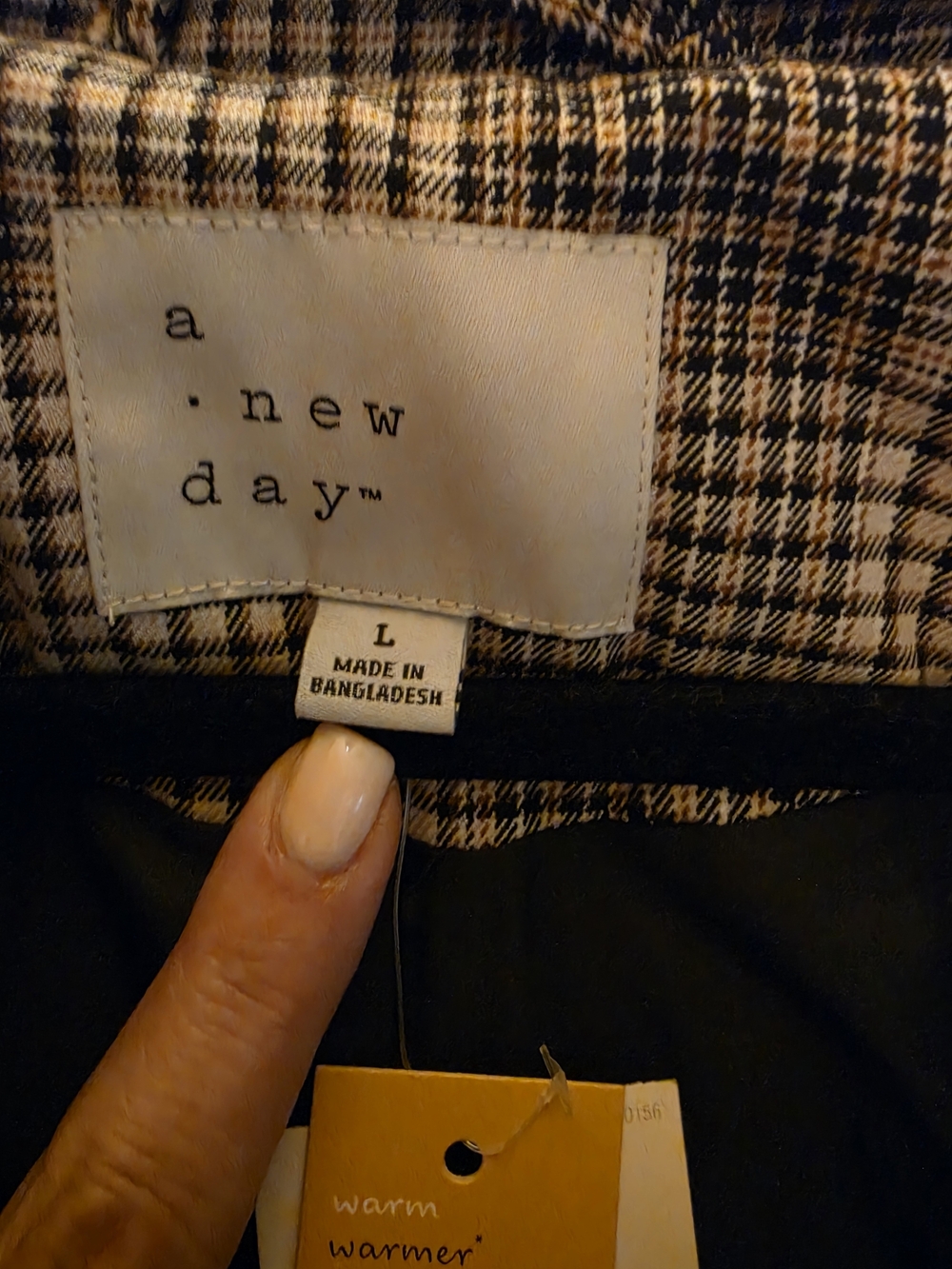 a new day Women's Gray Plaid Puffer Jacket - Picture 4 of 4